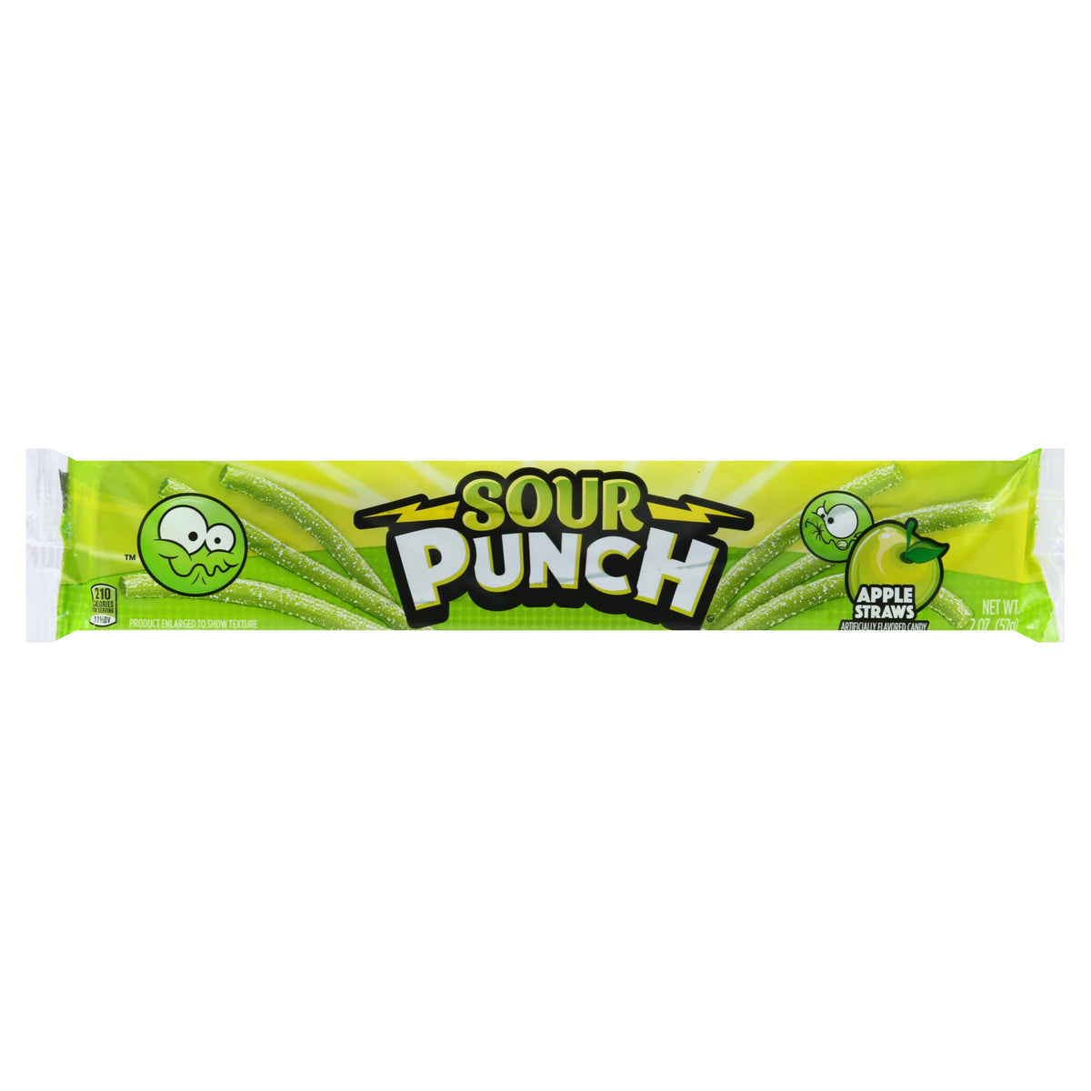 Sour Punch Candy, Green Apple & Berry, Santa Straws 3.2 Oz
