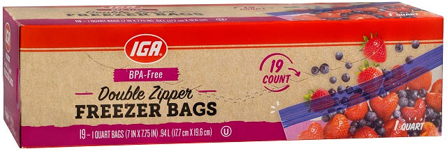 IGA Freezer Bags 1 Quart 19CT