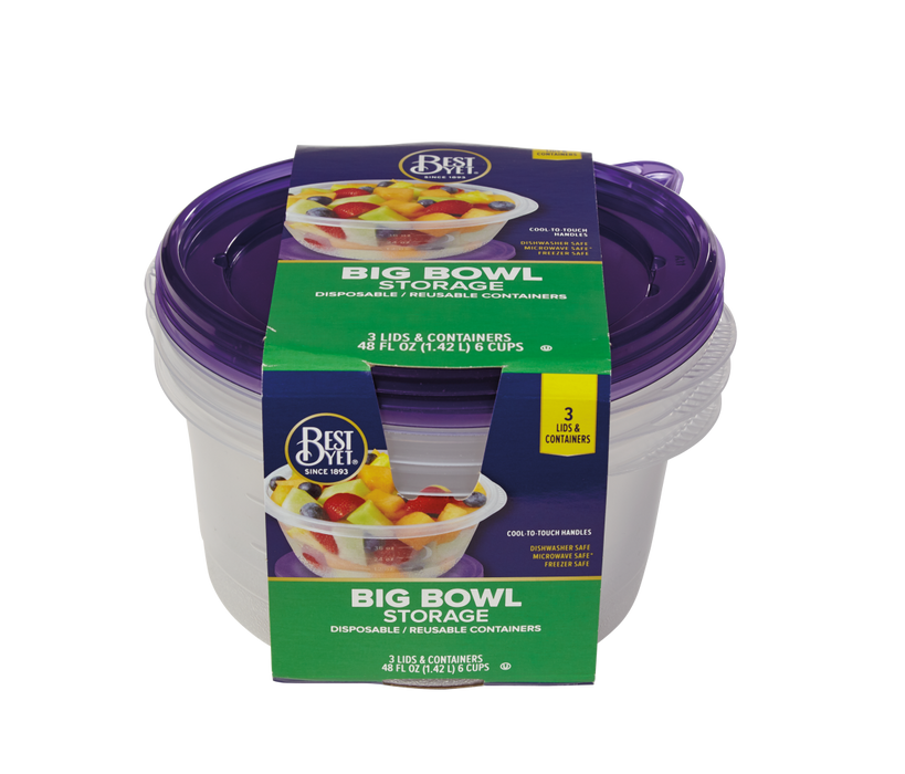 Glad Food Storage Containers - Big Bowl Container - 48 oz - 2 Containers 