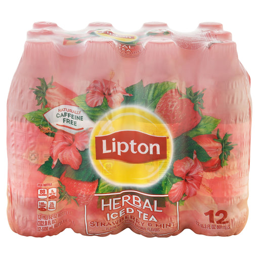 Lipton Strawberry & Mint Herbal Iced Tea 12 - 16.9 fl oz Bottles — Gong's  Market