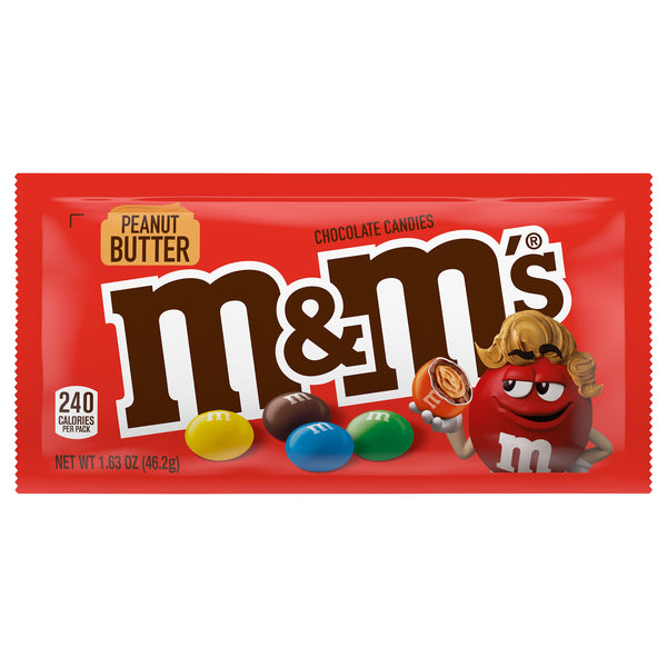 M&M's Peanut Butter Chocolate Candy Singles Size 1.63-Ounce Pouch (Pack of 6)
