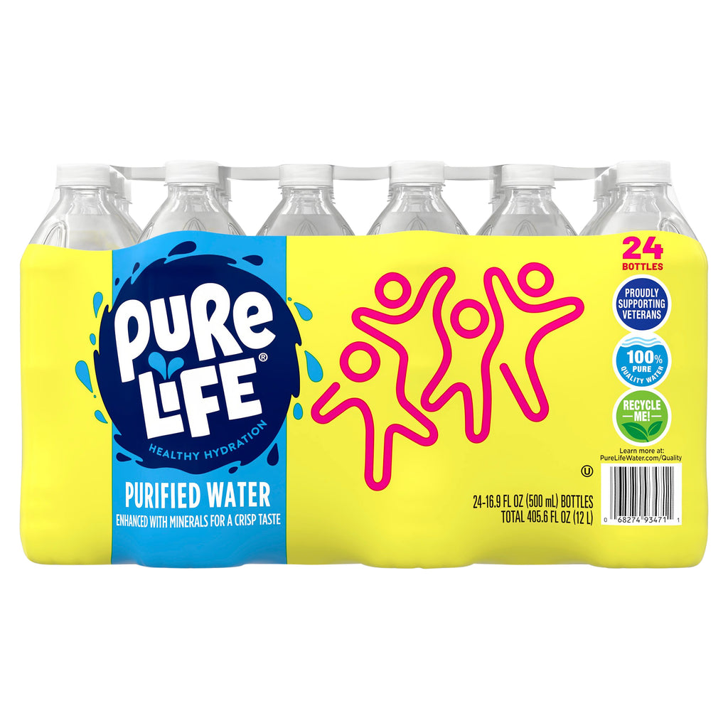 Pure Life Purified Water, 16.9 fl oz. Plastic Bottled Water, 24/Carton (110109)